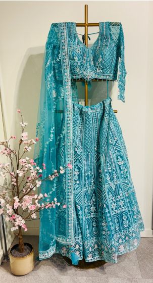 Ananda Blue Net Lehenga 