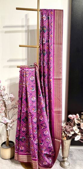 Purple Semi Ikat Silk