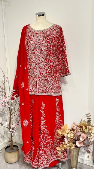 Red Short Kameez Sharara