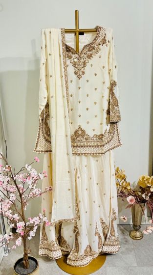 ivory chiffon silk sharara