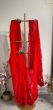 Chilli Red soft organza silk saree with 3D flower design 