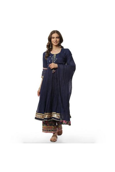 Cotton Anarkali Kurta Palazzo Suit Set