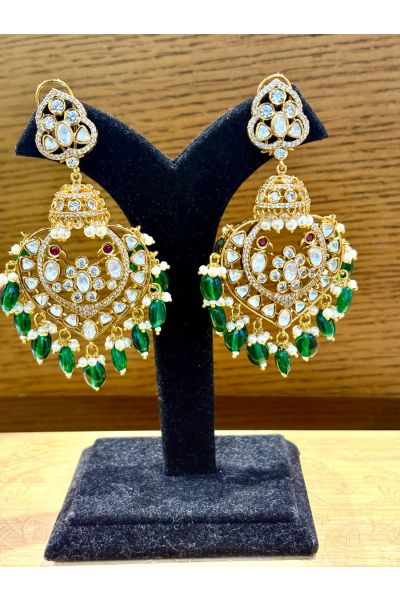 Heart Shape Semi Precious green Stone Earrings