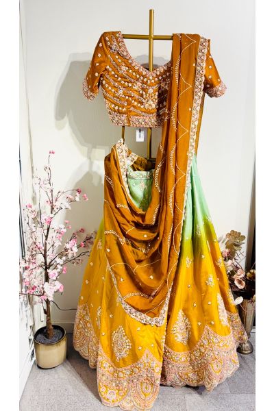 Multi Colour Dola Silk Lehenga