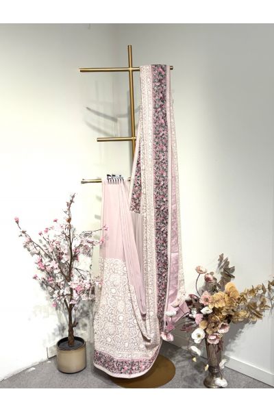 Light Lavander With Petit Point Embroidery Border