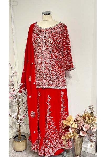 Red Short Kameez Sharara