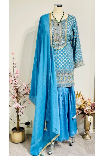 Sky Blue Beneras Gharara