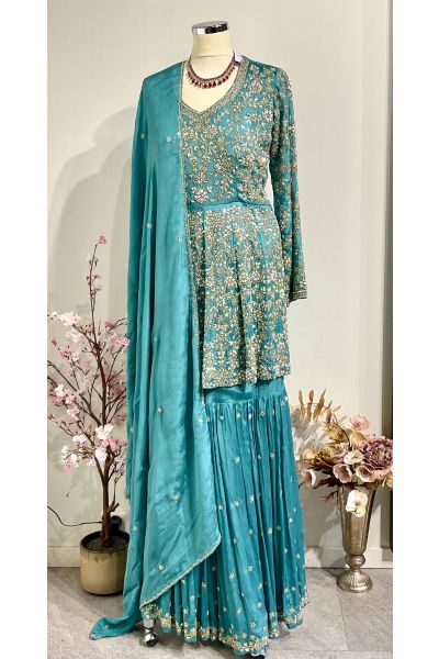 Sea Green Sequence Work Tail Sharara
