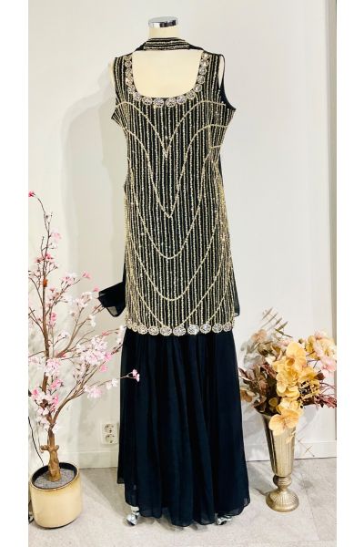 Black Cut Beads Sharara