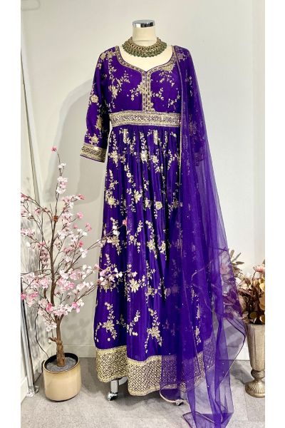 Purple Silk Anarkali 