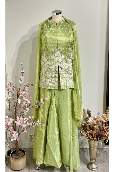 Lime Green Shimmer Peplum Set