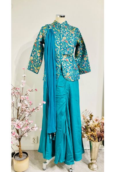 Turkish Blue Peplum Suit
