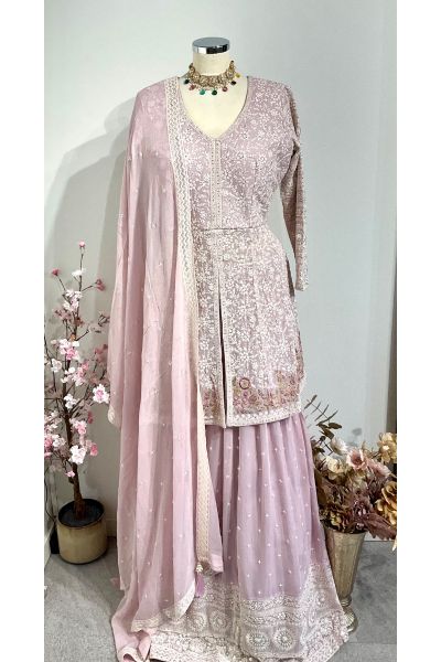 Light Pin k Georgette Peplum Sharara