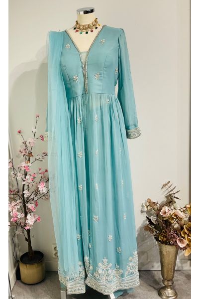 Light blue Front Open Sharara