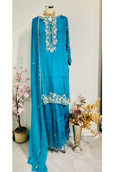 Copper Sulfate Blue silk Sharara