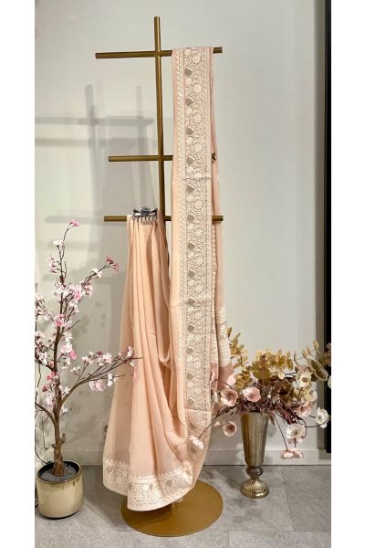 Chikankari gorget saree