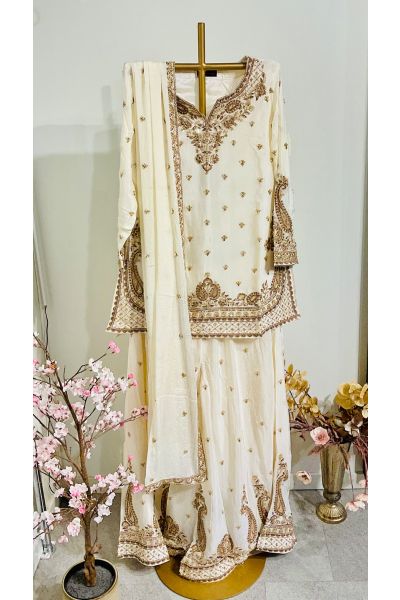ivory chiffon silk sharara