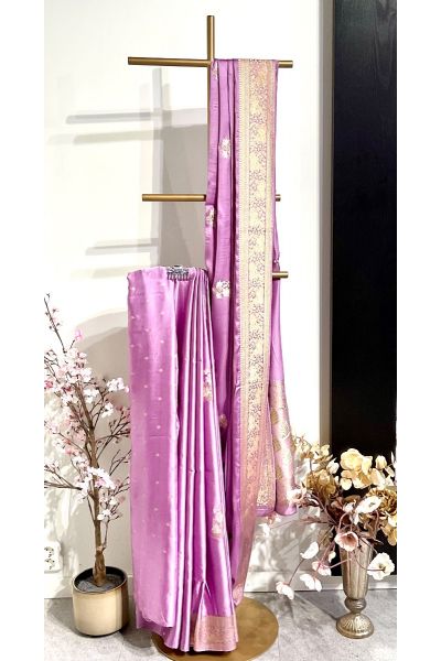Lavander Satin Banaras Saree