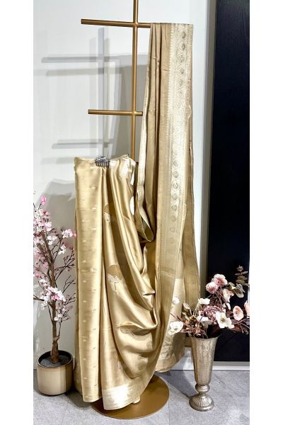 Golden Satin Benaras Saree