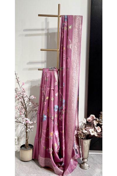 Mauve Purple Semi Silk Tusser Saree