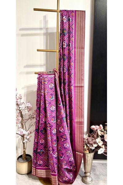 Purple Semi Ikat Silk