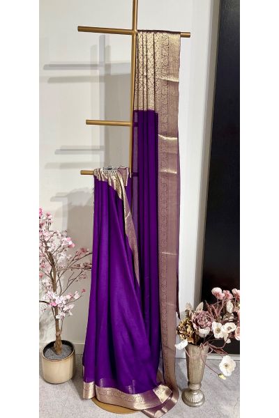 Dark Purple Chiffon Saree