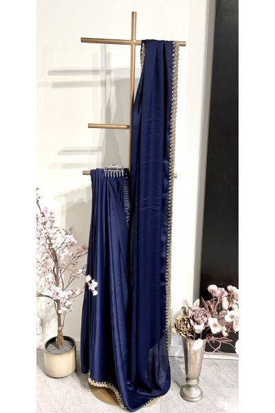 Navy Blue Work Saree