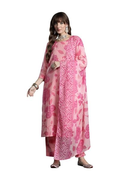 Women's Cotton Kurta and Pant with Dupatta Set
