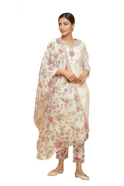 Women's Straight Kurta Sets With Slim Pants & Dupatta