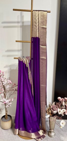 Dark Purple Chiffon Saree