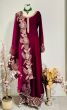 Pink wine shade long gown with cut work border 