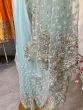 Light Mint Green Heavy Embrodery Net Saree