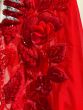 Chilli Red soft organza silk saree with 3D flower design 