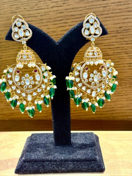Heart Shape Semi Precious green Stone Earrings
