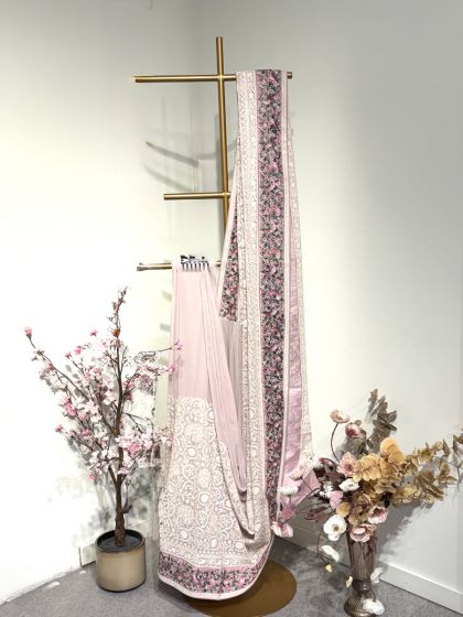 Light Lavander With Petit Point Embroidery Border