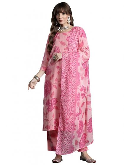Women's Cotton Kurta and Pant with Dupatta Set