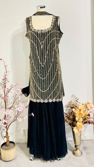 Black Cut Beads Sharara