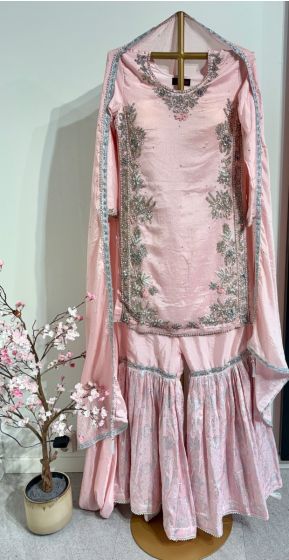Baby Pink Chifon Silk Gharara