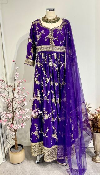Purple Silk Anarkali 