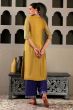 Yellow Embroidered Straight-Long Kurta set