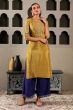 Yellow Embroidered Straight-Long Kurta set