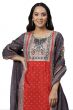 Women Rayon Printed Regular Kurta with Culottes and Dupatta
