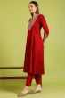 Woman Embroidered Anarkali Kurta, Slim Pants And Dupatta Set