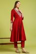 Woman Embroidered Anarkali Kurta, Slim Pants And Dupatta Set