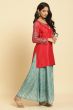 Women's Viscose Solid Kurta, Sharara & Dupatta