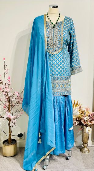 Sky Blue Beneras Gharara