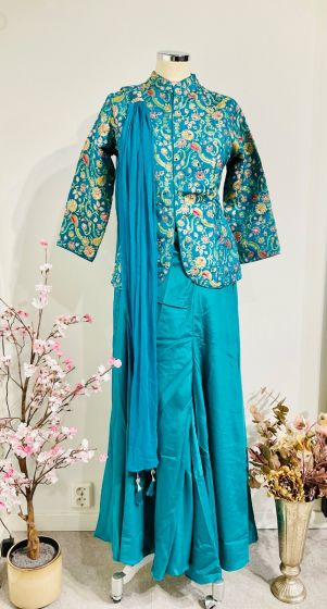 Turkish Blue Peplum Suit