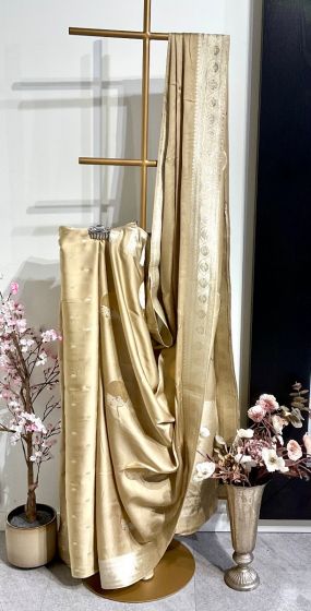Golden Satin Benaras Saree