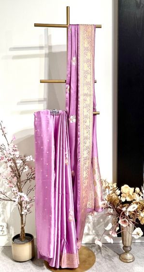 Lavander Satin Banaras Saree