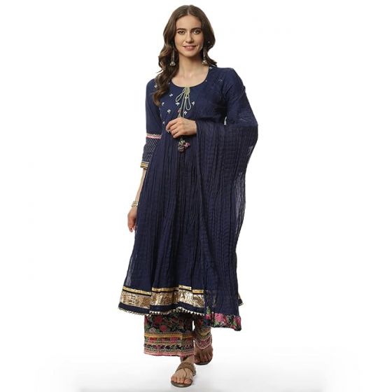 Cotton Anarkali Kurta Palazzo Suit Set